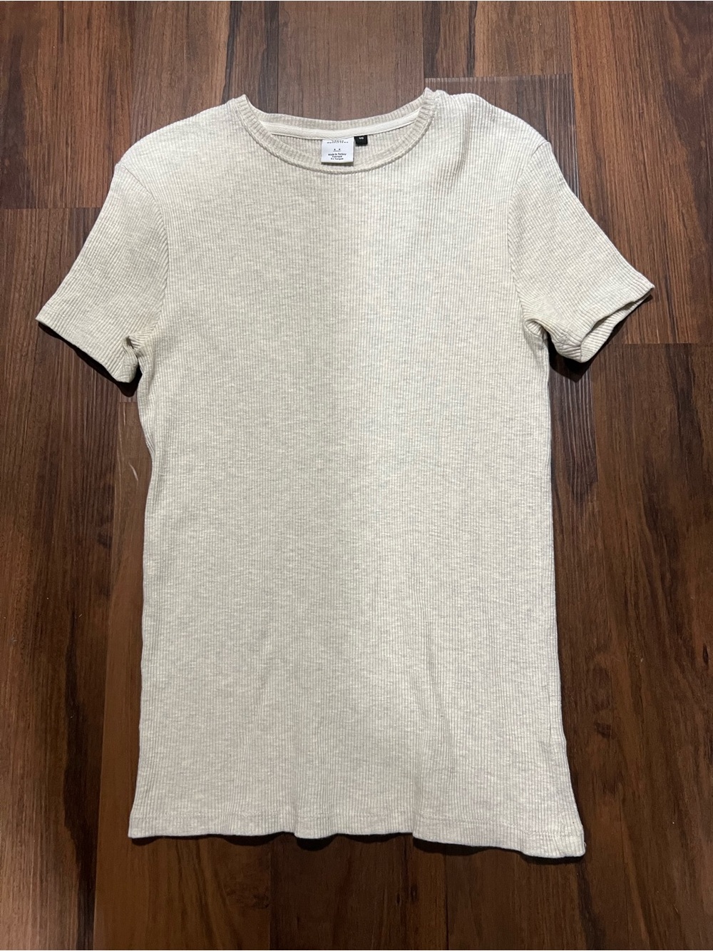 Urban Outfitters Cream Ribbed Short Sleeve Top